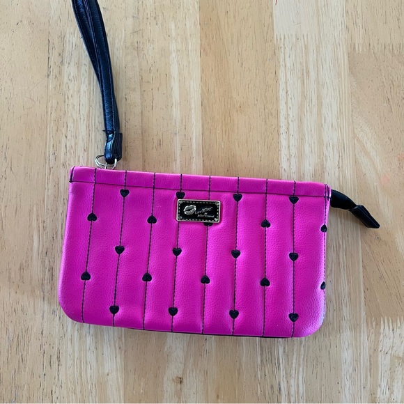 Betsey Johnson Handbags - BETSEY JOHNSON Double Pouch Wristlet In Hot Pink